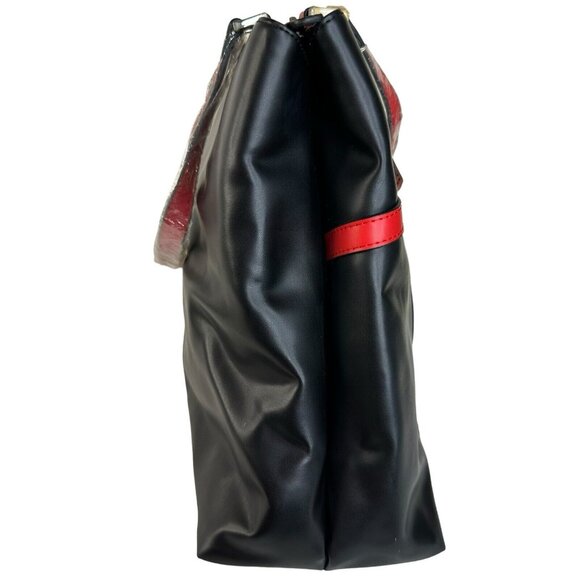 Roberta di Camerino Tote Shoulder Bag Ribbon Motif Leather red PVC Closed Zippe - Picture 3 of 16